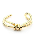 Wholesale Elegant Double-layer Twisted Line Knot Cuff Bracelet 18k Gold Plated Brass Open Bangle Personalized Jewelry for Women