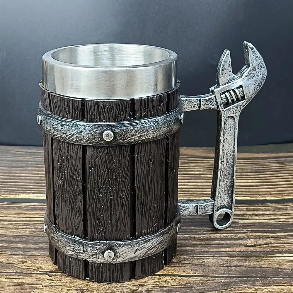 New Retro Medieval Mug MCA12~14 Hardware Tool Handle Beer Cup Tavern Resin Stainless Steel Mug for bar