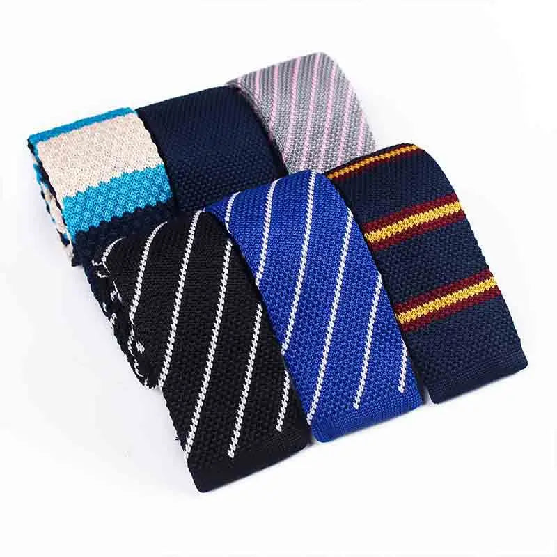 Mens Knit Neckties Slim Wholesale Cheap Ties Knitted Polyester Custom Woven Label Skinny Neck Tie