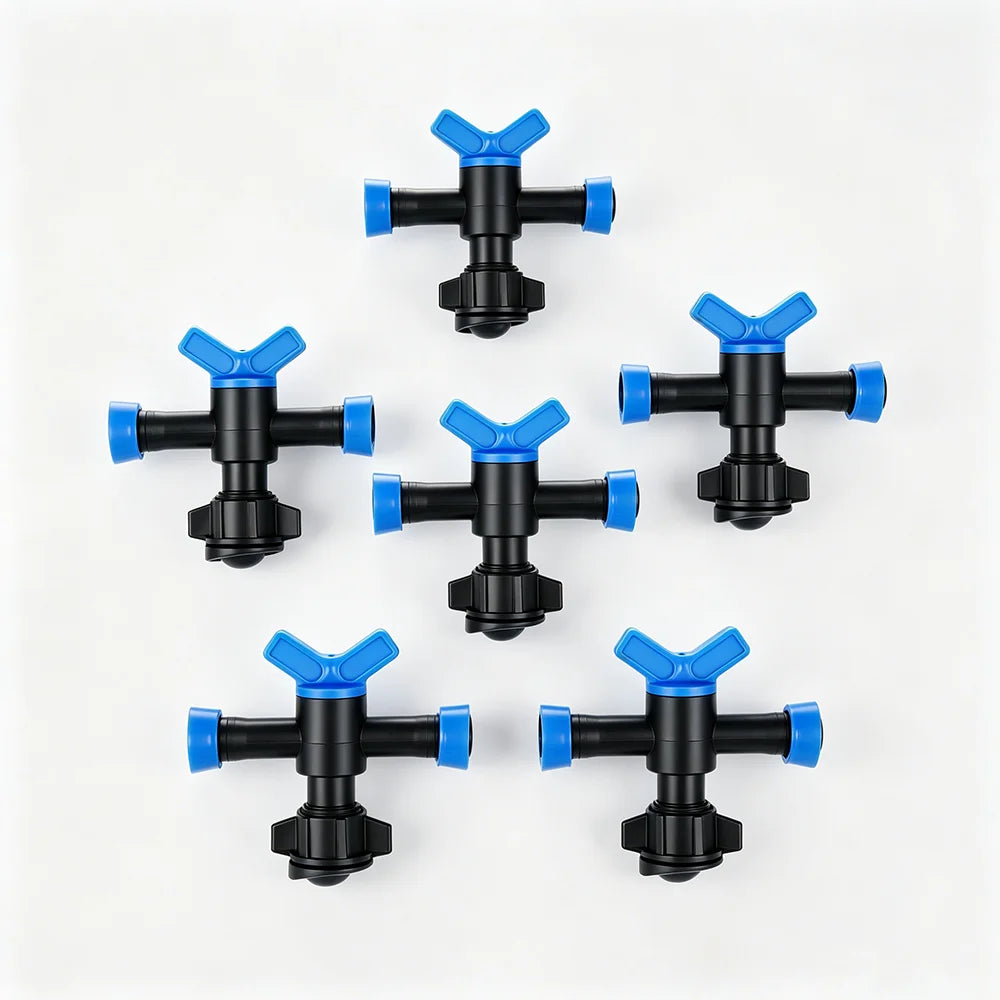 16mm Drip Tape Connecter with Control Valve Plastic Bypass Tee Valve Lock Joint Shut Off Valve MegaBDM