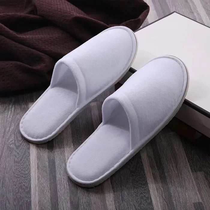 Luxury Disposable Hotel Spa Slippers with Custom Logo Fleece Material 6mm EVA Sole Free Samples Available