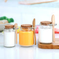 Food Storage Jars 4oz 8oz 100ml 250ml Glass Jar with Wooden Cork and Spoon for Bathroom Bath Salts/Salt &pepper for Sale