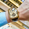 AOKULASIC Automatic Mechanical Rectangular Watch Men's Luminous Fashion Brand Leather Clock Montre Homme