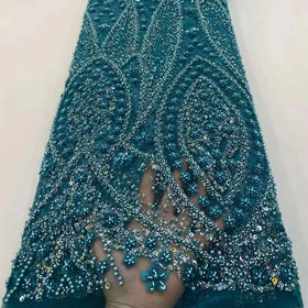 Direct Sales White French Beaded Lace Fabric