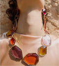 ZA New Alloy Geometric Transparent square Resin Necklace for Women Fashion Acrylic Dangle Necklace Bohemian Jewelry Set
