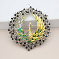 Jachon Brooch Ladies Enamel Pin New Vintage Alloy Diamond Crystal Peacock Brooch
