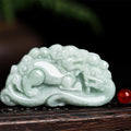 Natural Burmese a Jadeite Pixiu Dragon Hook Pendant Lucky Ice Jade Necklace for Men & Women Fashionable Pendants Charms Jewelry