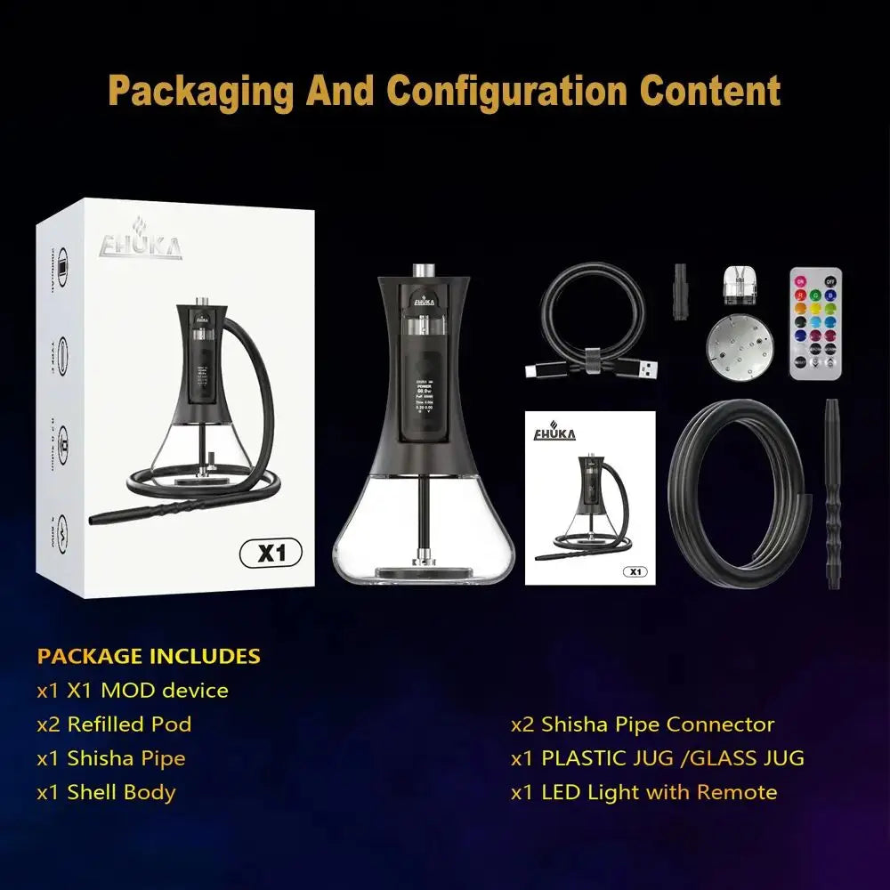 2026 Electric Gravity Hookah for 360 Rotating Water with Hose Pipe Glass Gravity Shisha Electronic Hookah Set Gravity