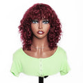 Hot-sale SDD Super Double Drawn Machine Made Fringe Water Wave Wig for Black Women Perruque Pixie Curls Cut With Bangs