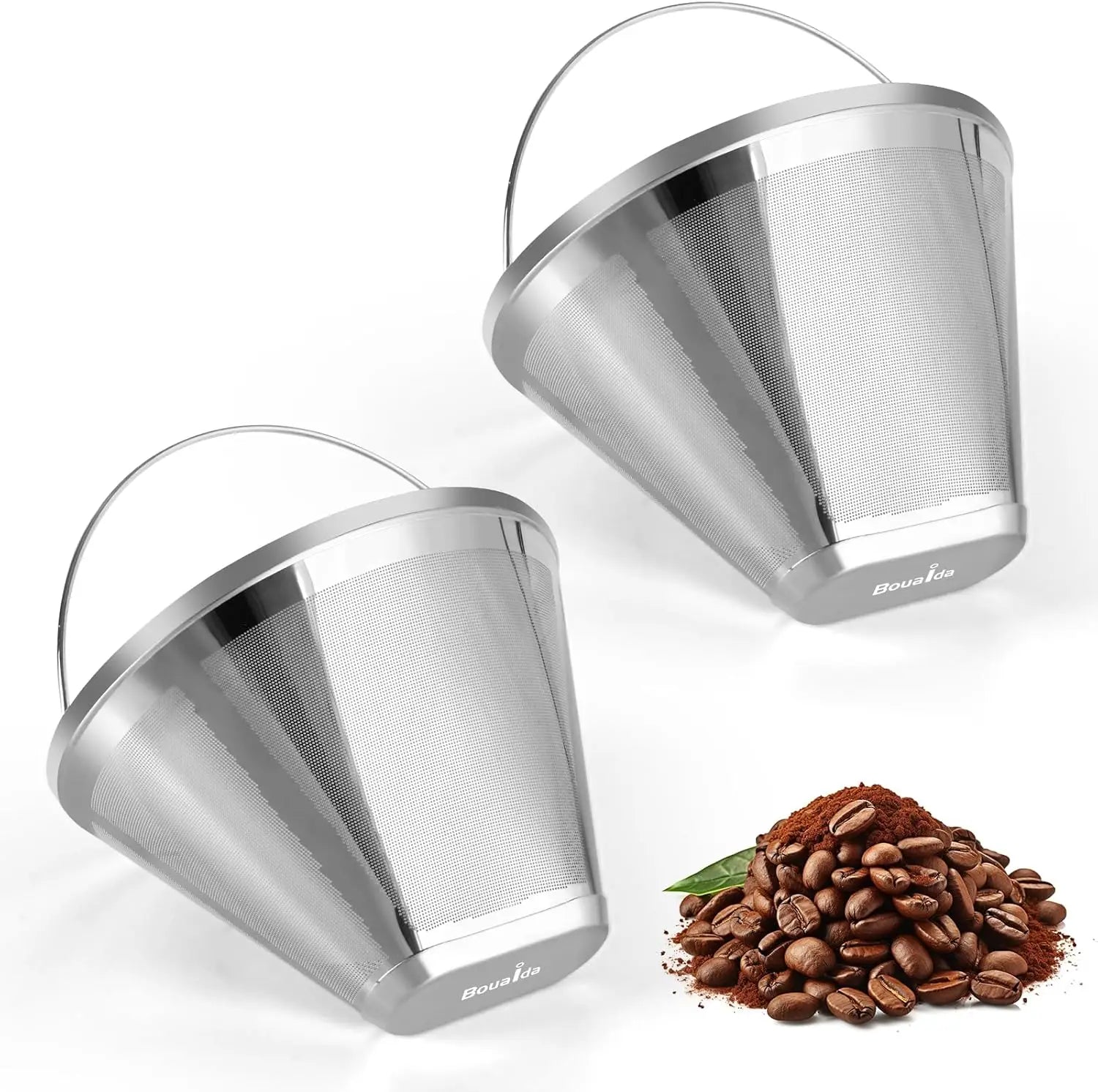 304 Stainless Steel Asian Zen Style Portable Reusable Coffee Filter with Mesh Design Blue Cone Shape 300mL Capacity