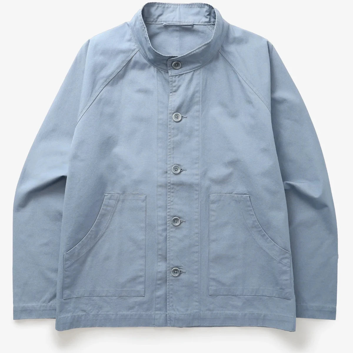 Men's 100% Cotton Regular Fit Jackets Raglan Sleeve Stand Collar Casual Jackets