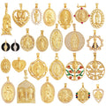 Holy Jesus Virgin Mary Charm Geometry PendantReligious 18K Gold Inlaid Cubic Zirconia Jewelry Necklace Accessories Supplies M51