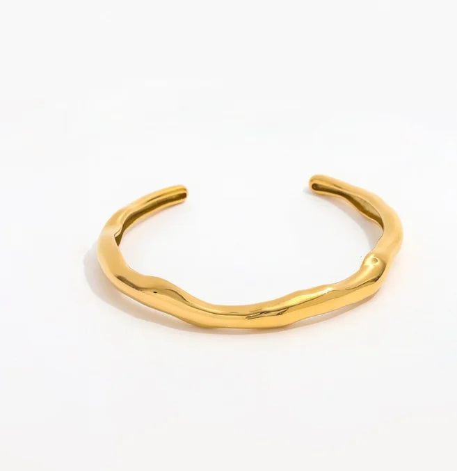 High End 18k Gold Plated Irregular Geometric Curved GgSimple Cuff  Stainless Steel  Bracelet Trendy Fashion Jewelry for Women