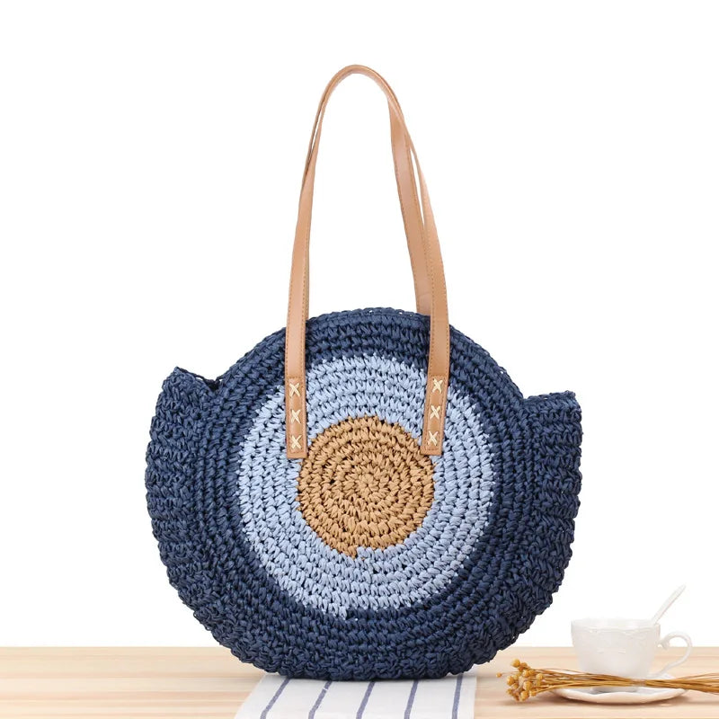 2026 Hot Sale Crochet Straw Paper Handbag for Women Fashionable Summer Tote Beach Bags Portable Two for Autumn Spring Use
