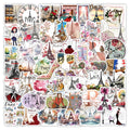 54PCS Fashion romantic charming Paris travel graffiti sticker sheet