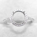 Sterling Silver 8*8mm Semi Mount Ring Empty Frame Blank Support Claw Setting S925 Base Holder Without Center Stone for DIY Inlay