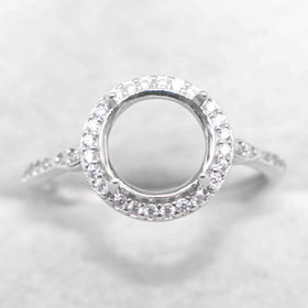 Sterling Silver 8*8mm Semi Mount Ring Empty Frame Blank Support Claw Setting S925 Base Holder Without Center Stone for DIY Inlay
