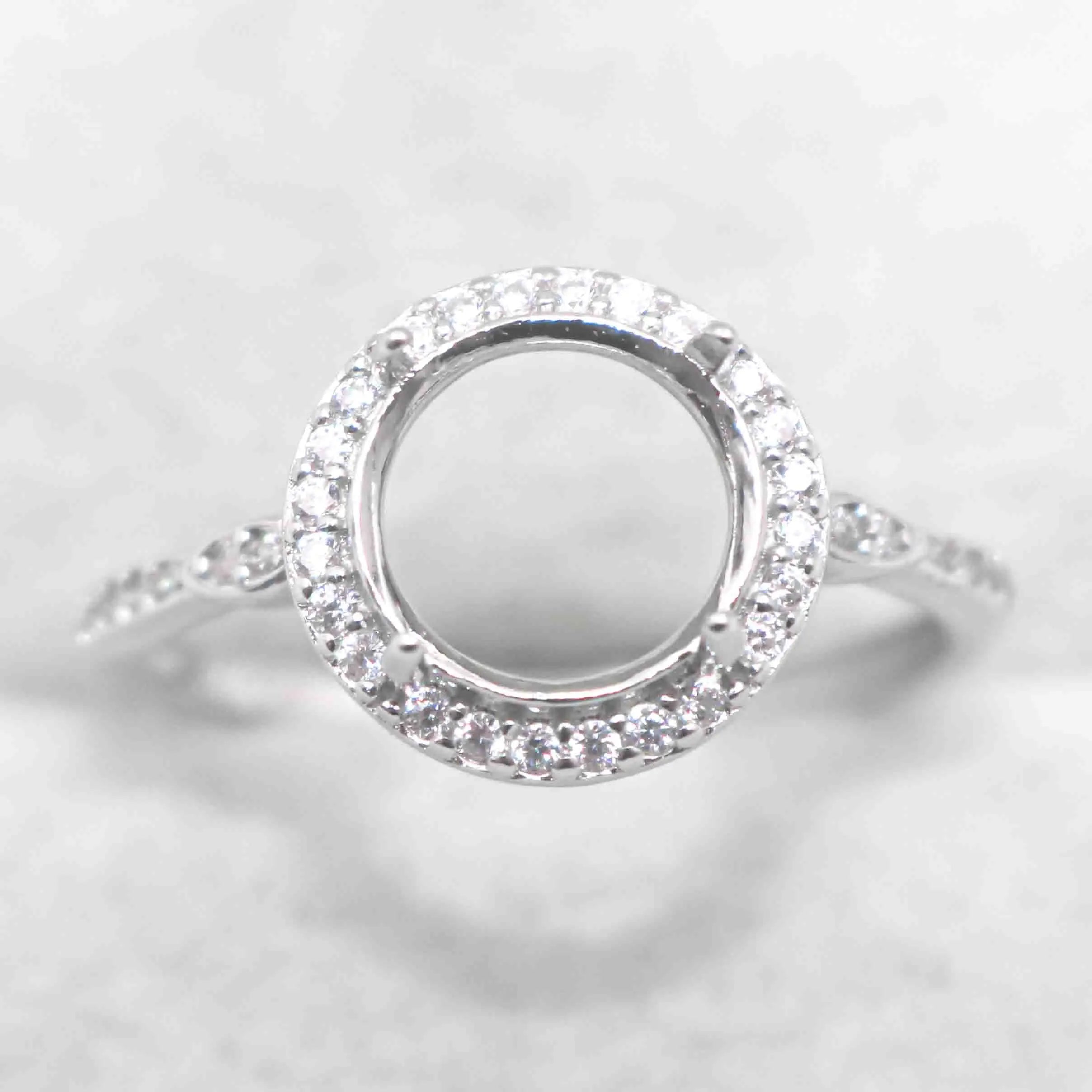 Sterling Silver 8*8mm Semi Mount Ring Empty Frame Blank Support Claw Setting S925 Base Holder Without Center Stone for DIY Inlay