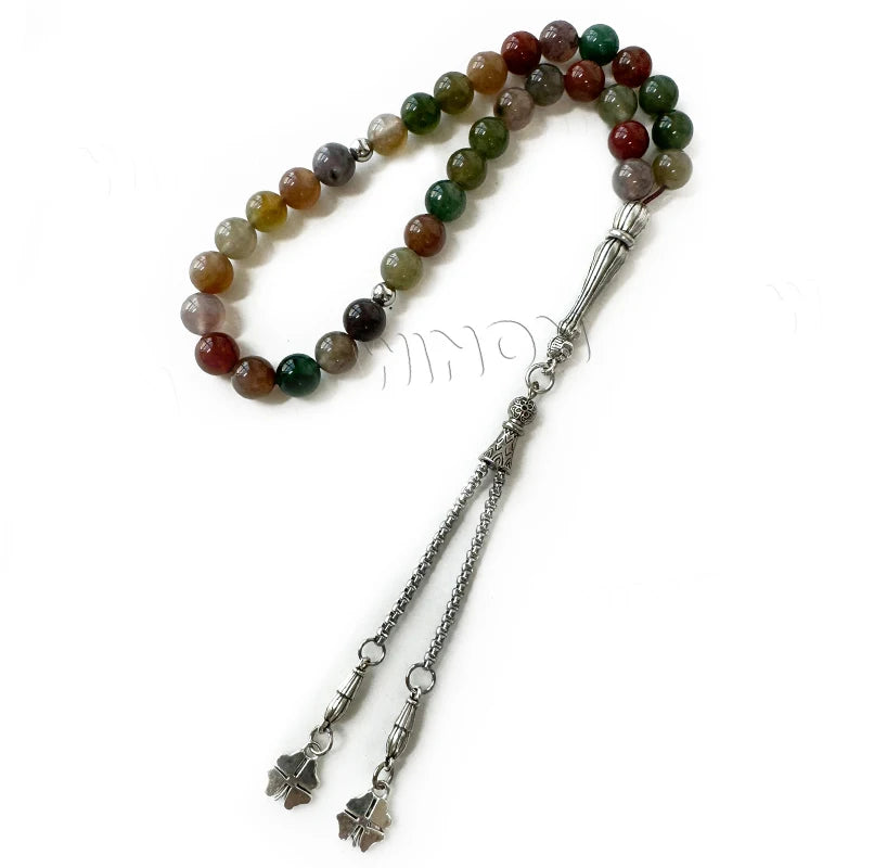 Hot Sale 8mm 33 Natural Colorful Jade Muslim Prayer Beads Unisex Islamic Tasbih Rosary Worship Religious Jewelry Ramadan Gift