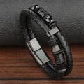 Magnetic Titanium Leather Weave Stainless Steel Bracelets for men  2021 handmade black bracelet