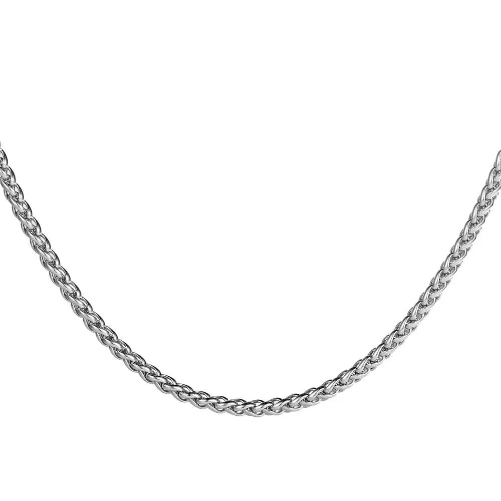Factory Wholesale Titanium Steel Wheat Keel Chain Necklace Heavy Mens Necklace Chain Jewelry