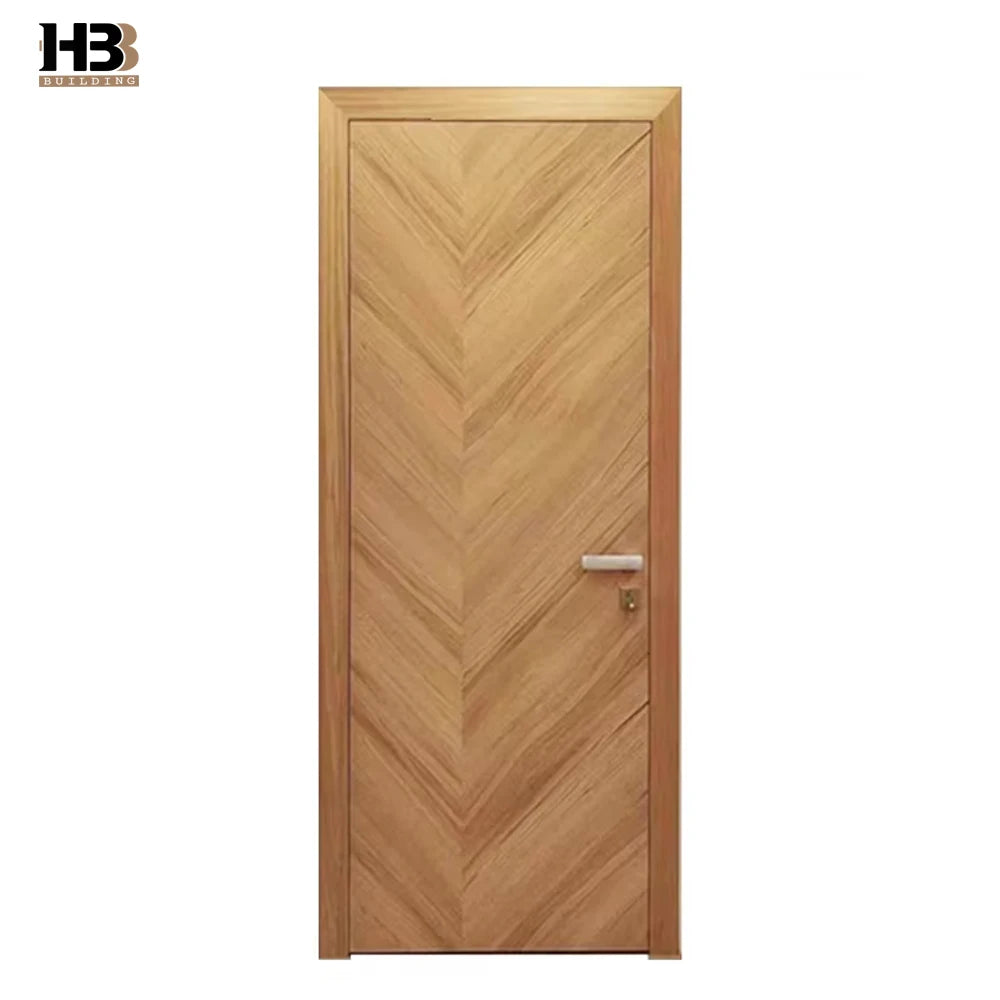 Modern Solid Wood Interior Door Fire Prevention More 5-Year Warranty Hotel Apartment Villa Bedroom Living Room-American Red