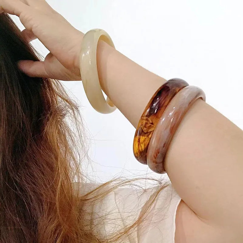 Vintage Marbled Bangles Bracelet for Women Resin Acrylic Bracelets