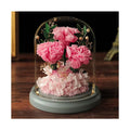 AM-PFA28A Ammy Mother's Day Preserved Flower 3 Carnation in Glass Dome Carnation Eternal Flower Romantic Gift Glass Dome