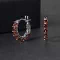 RZ0014 Abiding Fine Jewelry Custom Trendy Natural Red Garnet Fashion 925 Sterling Silver Round Mini Hoop Earrings