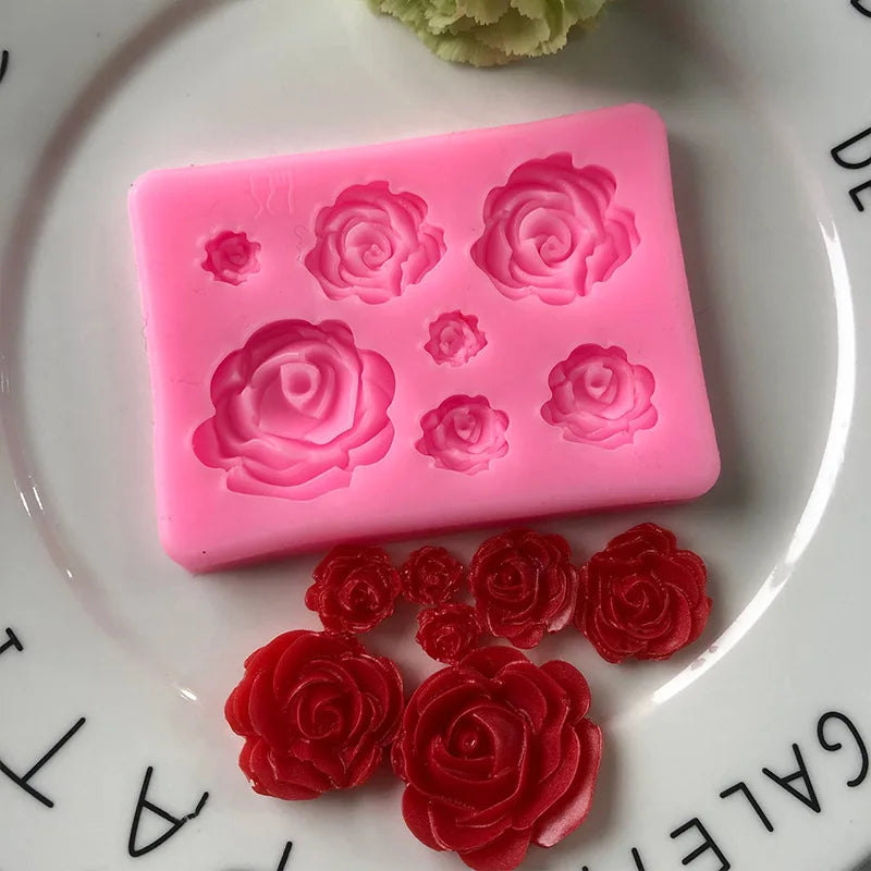 Saffron 3 Designs Silicone Fondant Molds Flower Soap Resin & Epoxy Tray Mold for Cake Resin Cake Tools