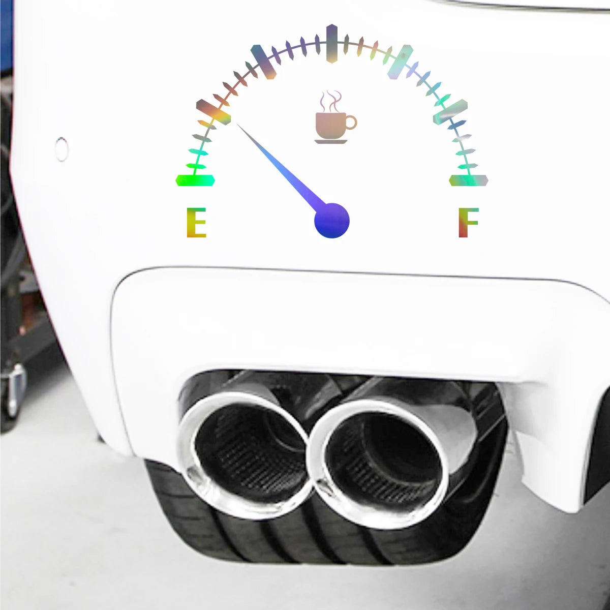 Fuel Gage Empty Coffee Car Laser Sticker Window Door High Gas Consumption Decal Gift Die Cut Decals Laptop Window Glass
