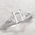 Sterling Silver 4*6mm Semi Mount Ring Square Shape Empty Frame Blank Claws Setting S925 Base Without Center Stone for Inlay DIY