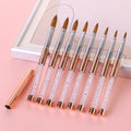 Custom Logo Wholesale Nails Supplies Tool White Crystal Handle Rose Gold Pure Kolinsky Acrylic Nail Brush Pink with Cover