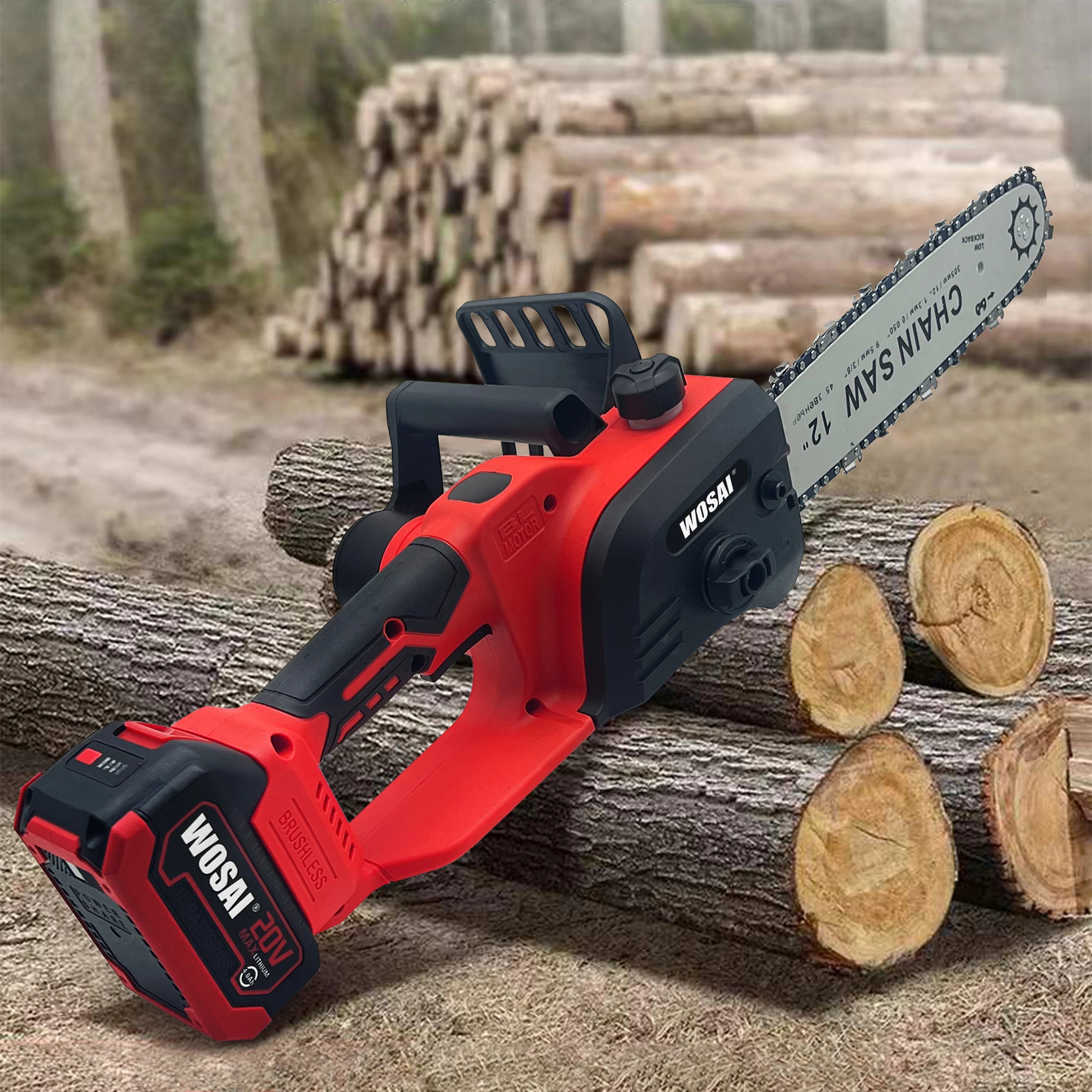 Professional Wosai Red Handheld Wood Cutting Tool Anti-slip 12 Inches Mini Electric Brushless Circular Saw Set Battery Powered