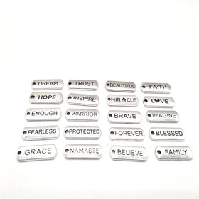 Antique Style Zinc Alloy Letter Inspirational Charms Wholesale DIY Bracelet Necklace Pendant Gravure Multiple Colors Available