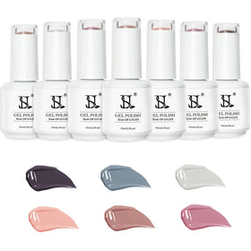 HS Custom Logo Nude Gray Series 6 Colors Nail Gel Polish Set 15 ml Private Label UV LED Soak Off Gel Polish