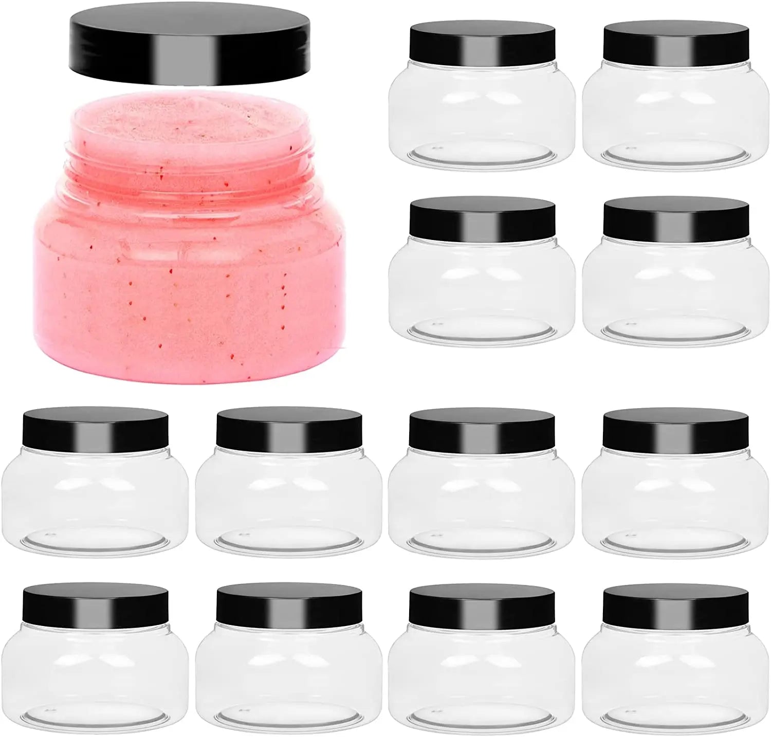 8 oz Clear Plastic Jar with Lid Refillable Round Container Empty Cosmetic Travel Container for Cream/Lotion/Body Scrub