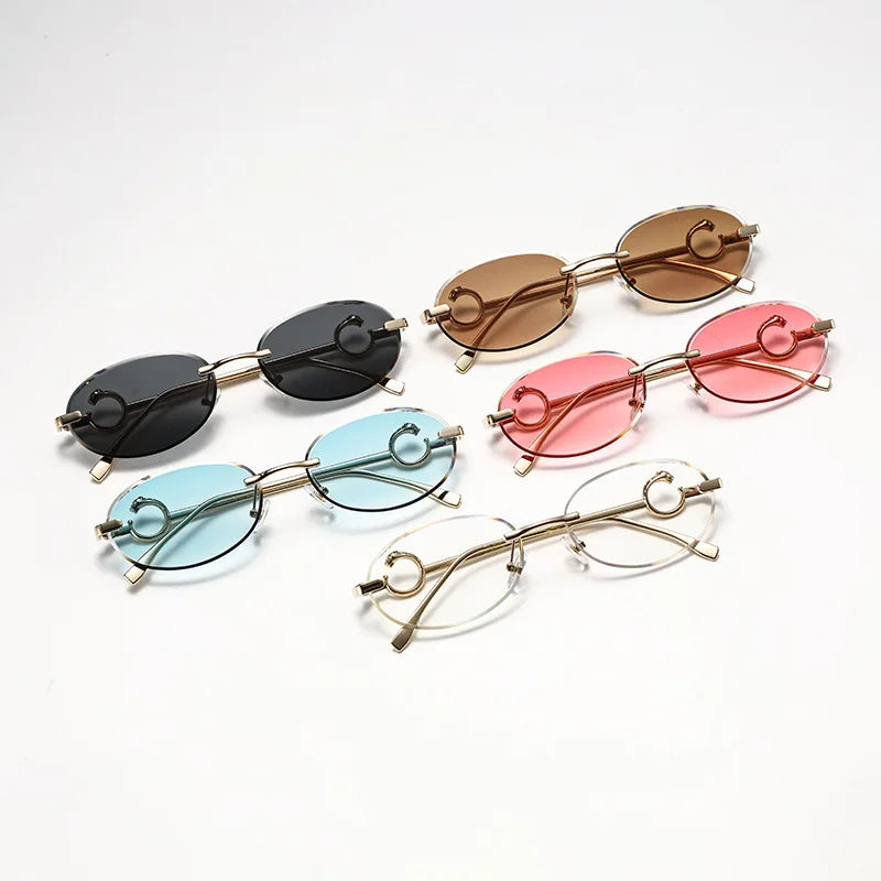 Hot Selling Candy Colors Sun Glasses Summer Styles Small Frame Luxury Oval Gold Dark Vintage Sunglasses