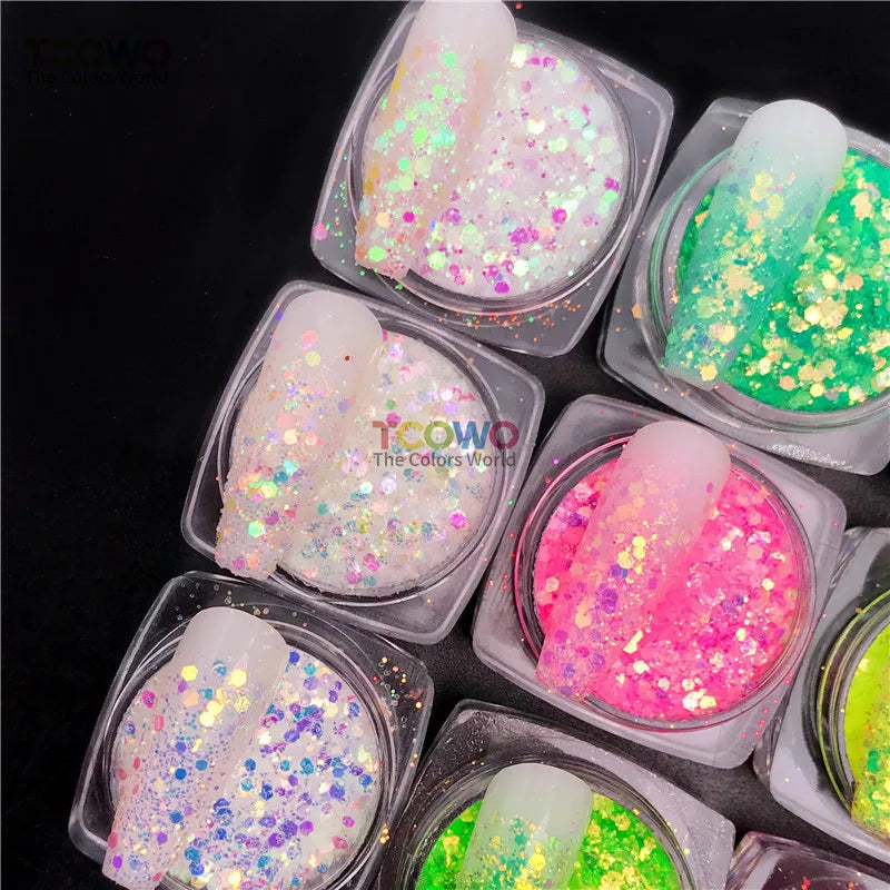 Gold Background Color Iridescent Rainbow Chunky Hexagon Sparkly Glitter for DIY Epoxy Resin Crafts Star-Shaped Accessory 1kg