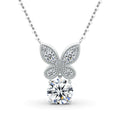 SZJINAO Real 925 Silver 1ct VSS1 Chain Bride Jewelry Platinum Plated Moissanite Diamond Butterfly Stone Pendant for Women
