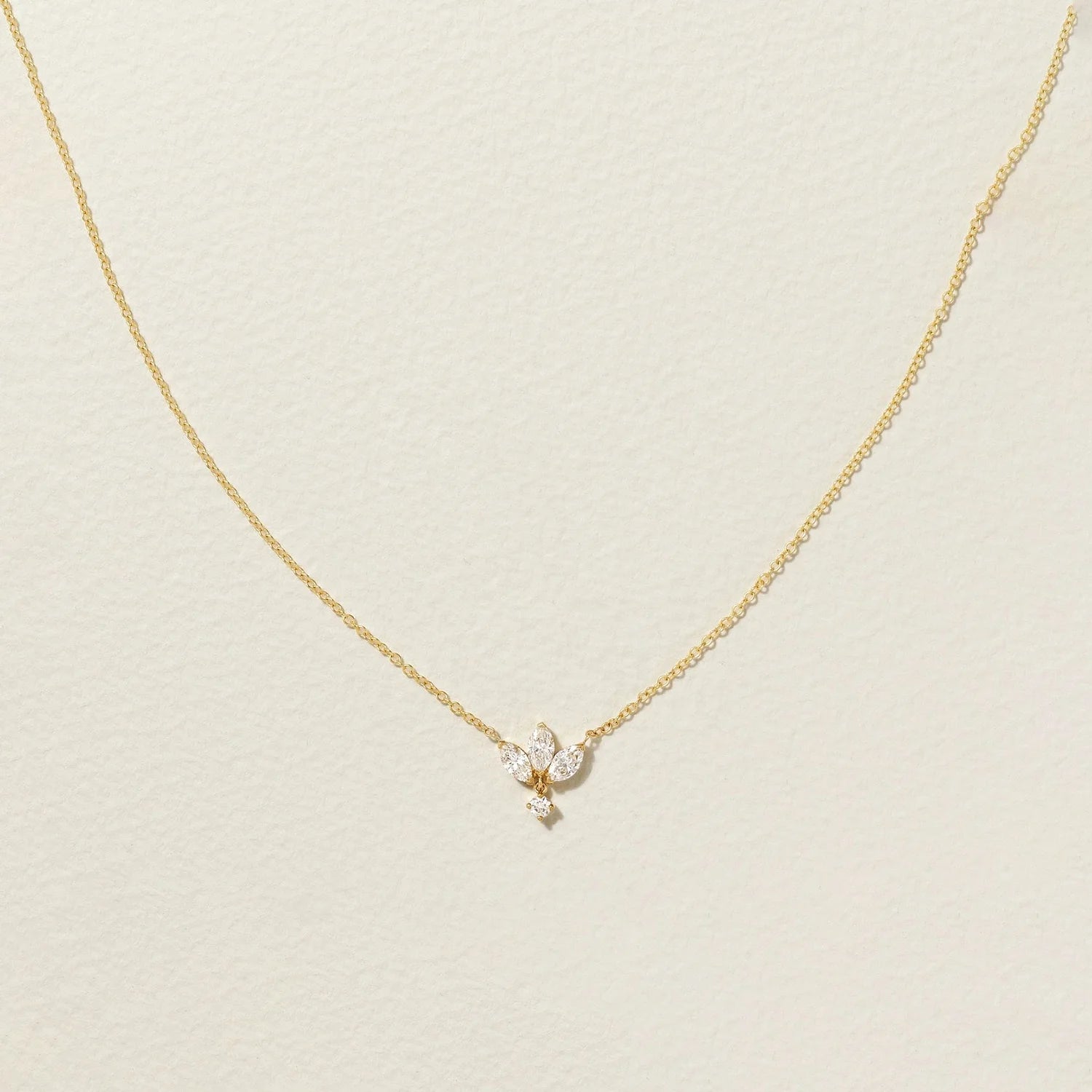 LOZRUNVE 925 Sterling Silver Lotus Marquise Crystal Pendant Necklace for Women 18k Gold Plated Jewelry