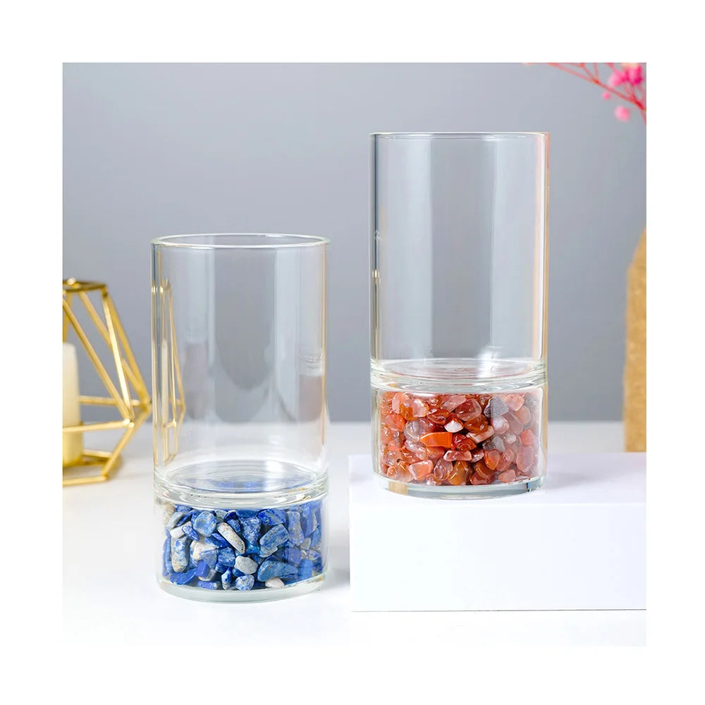 Wholesale Natural Quartz Energy Quartz Crystal Cup Gravels Drinking Teacup Glass Water Cup Bottle