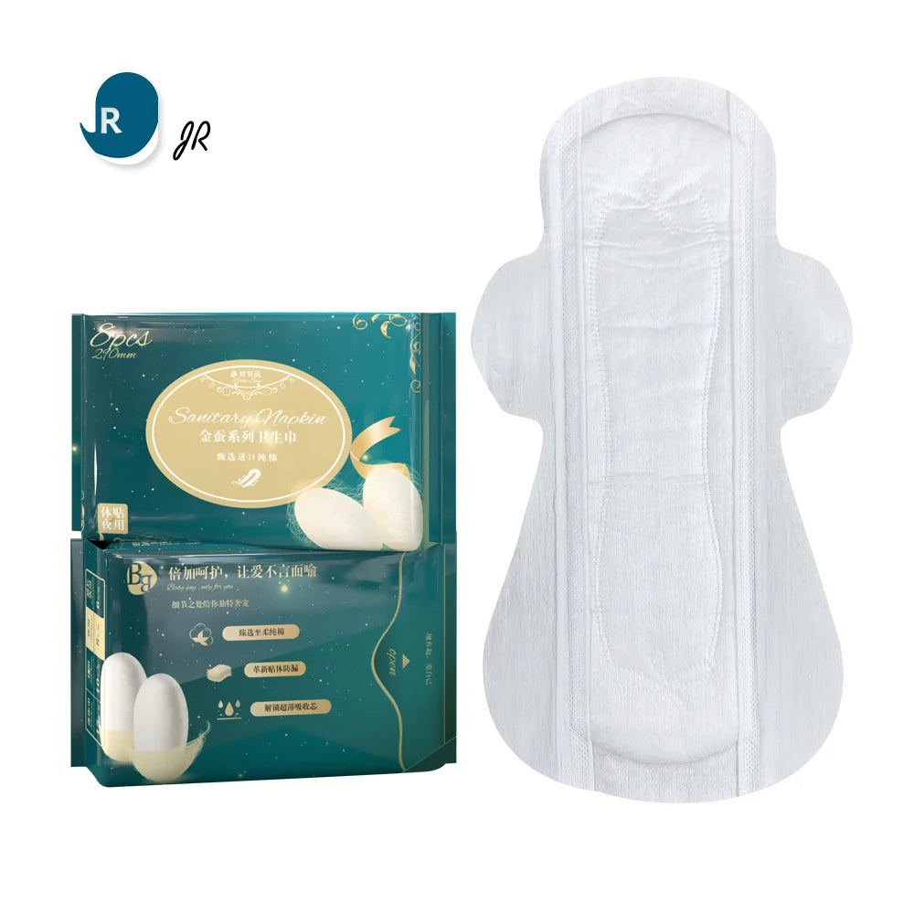 365mm Ultra-Thin Organic Cotton Sanitary Pads Disposable Extra Long Napkins with Super Absorbent Feature Free Samples