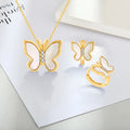 Custom 14K 18K Gold Plated Butterfly Shell Chain Necklace Women Butterfly Earrings 925 Sterling Silver Jewelry Set