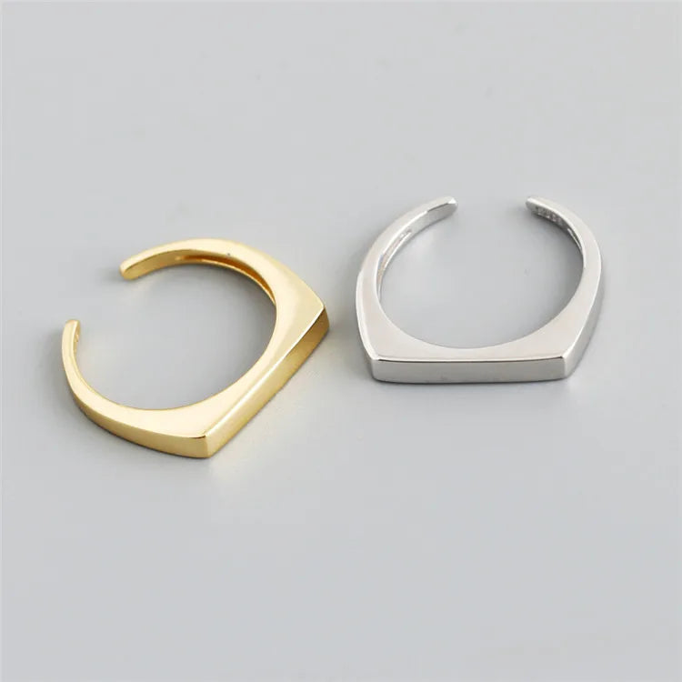 SP Hot Selling Simple Gold Plain Ring Design Gold Plated Adjustable 925 Sterling Silver Plain Open Rings