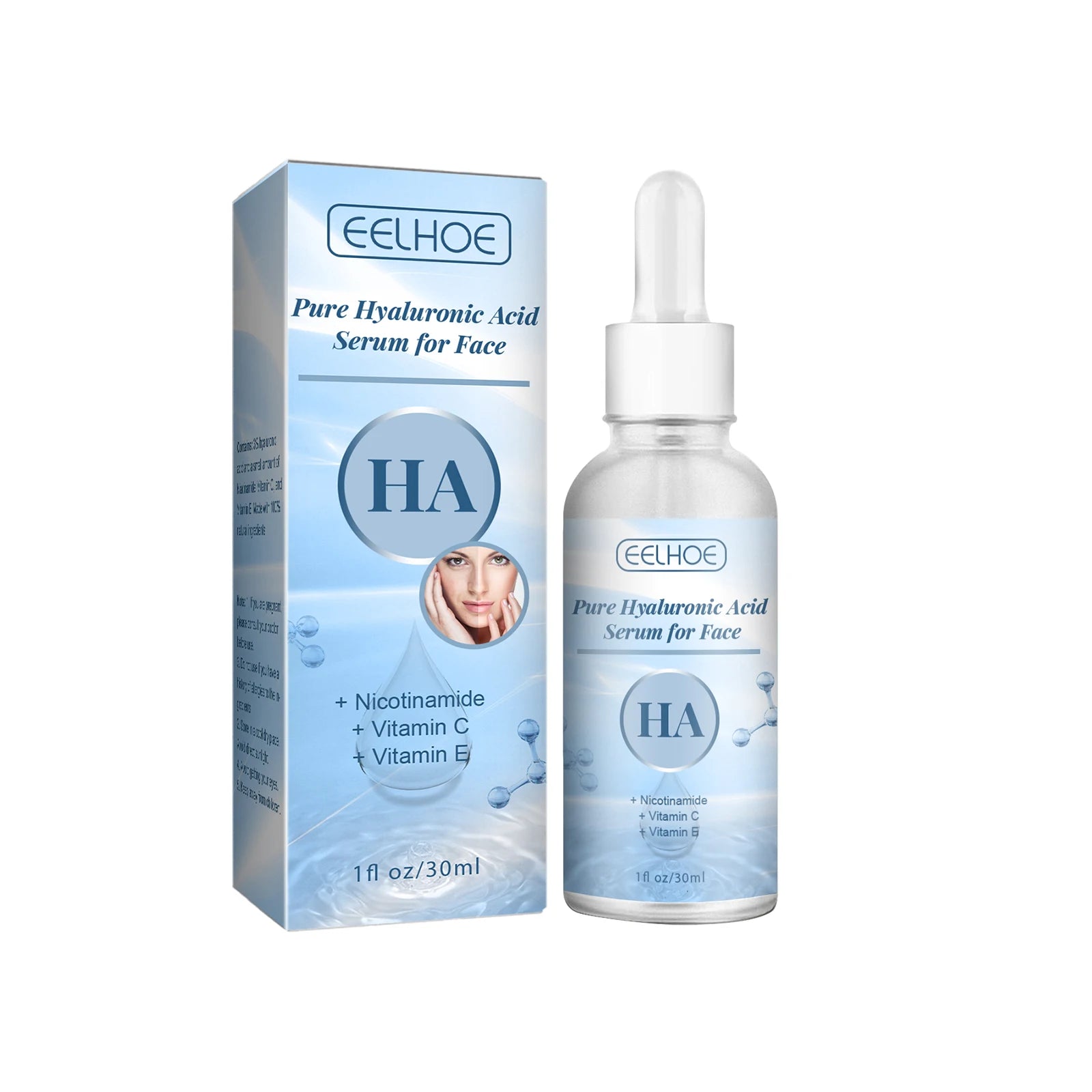 Eelhoe Pure Hyaluronic Acid Face Serum MoisturizerFades Wrinkles Repair Brightening Firming Hydrating for Skin Care K1