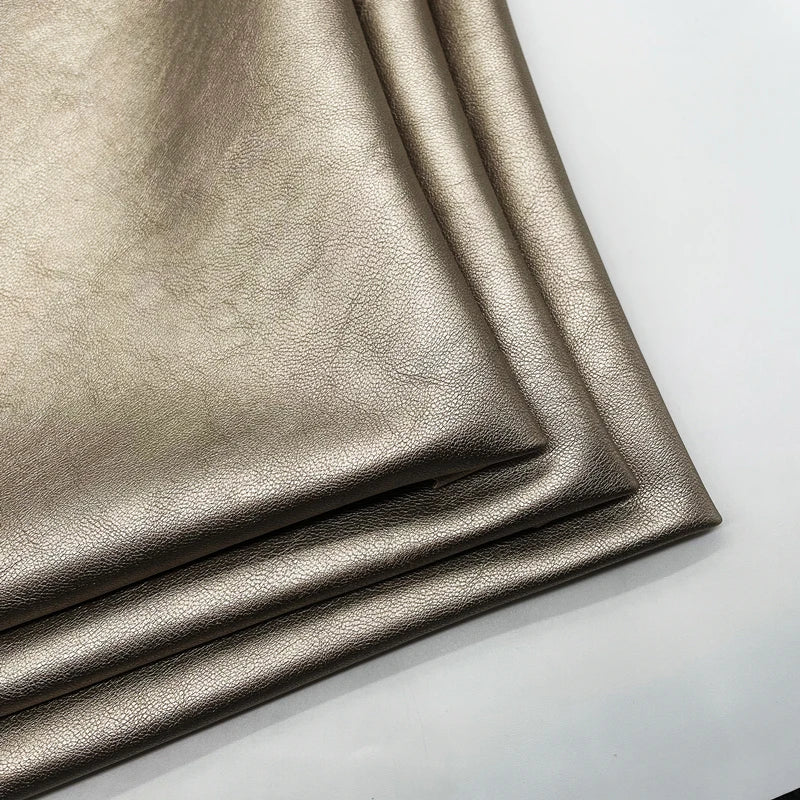 PFAS FREE Waterproof Metallic Faux Leather PU Fabric with Polyester Backing Customized Color for Dress