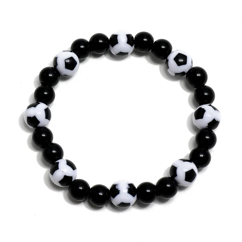 Wholesale Handmade Geometric Classic Soccer Football Beads Bracelet for Men Stretch Charm Bangle Fans Gift