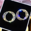 CAOSHI Silver Color Plating Stud Earrings for Women Fashion Jewelry Round Twist Design Dazzling Rhinestone Stud Female Earrings