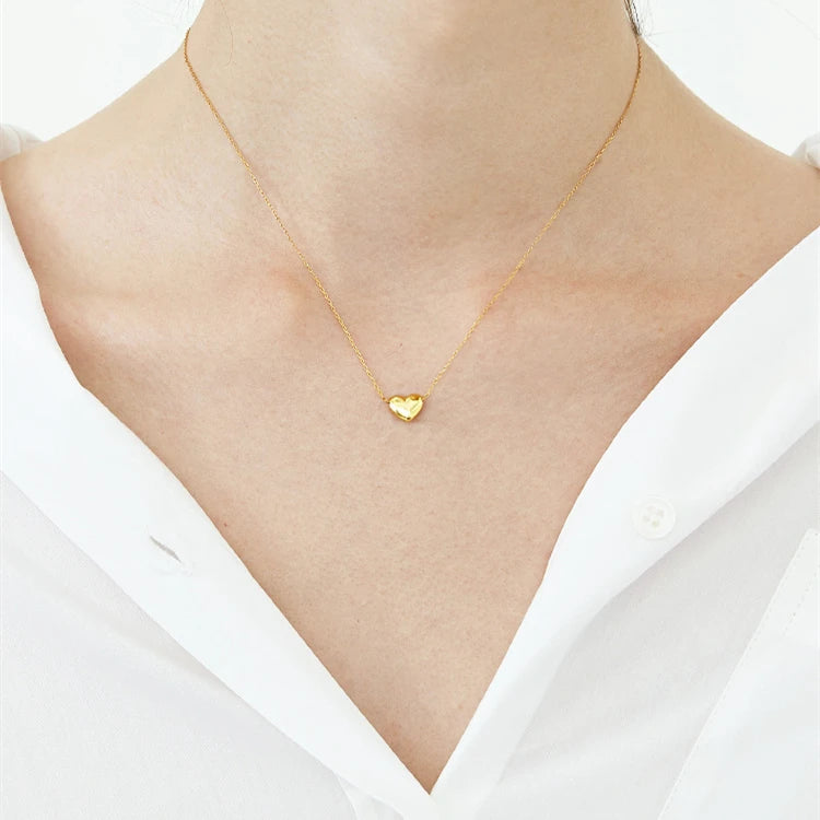 2025 Real Gold Plated Minimalist Jewelry S925 HEART Charm Necklace